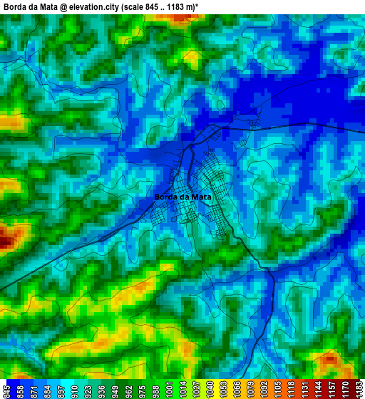 Borda da Mata elevation map