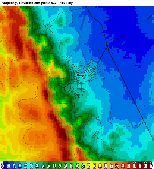 Boquira elevation map