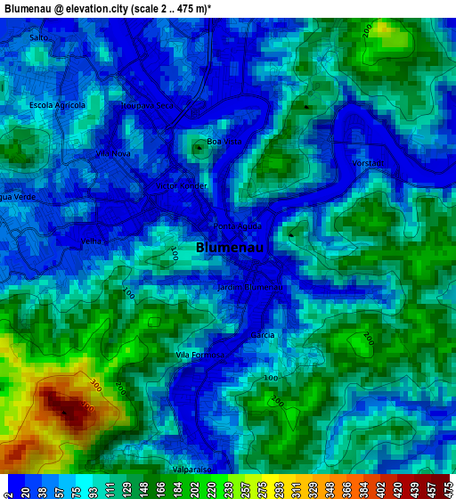 Blumenau elevation map