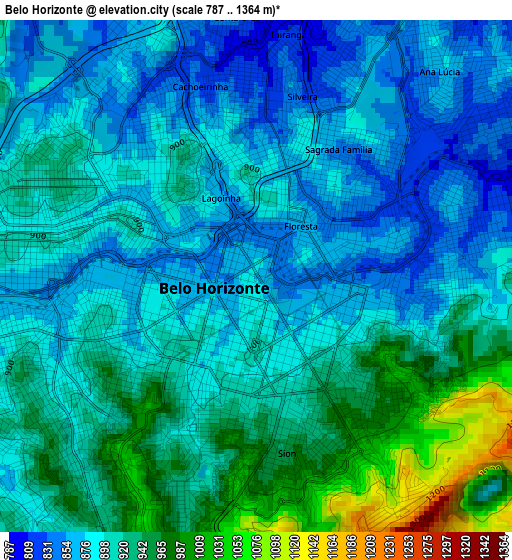 Belo Horizonte elevation map