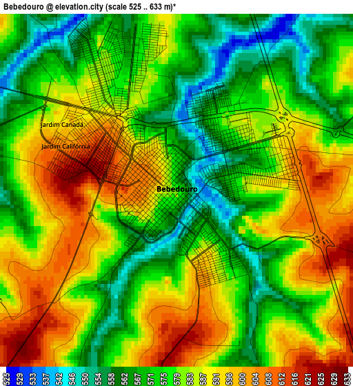 Bebedouro elevation map