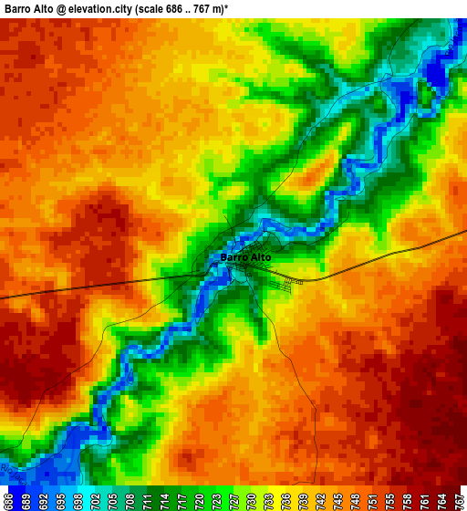 Barro Alto elevation map