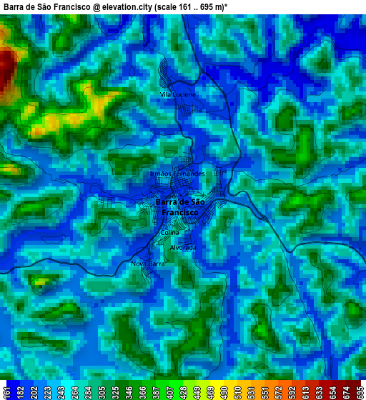 Barra de São Francisco elevation map