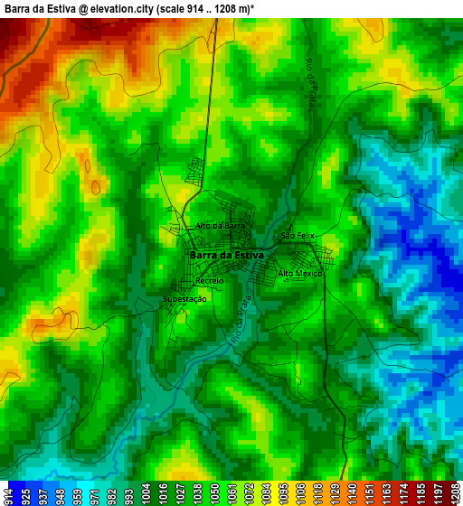 Barra da Estiva elevation map