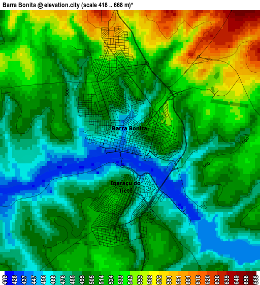 Barra Bonita elevation map