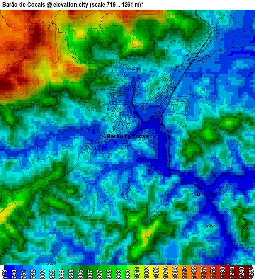 Barão de Cocais elevation map
