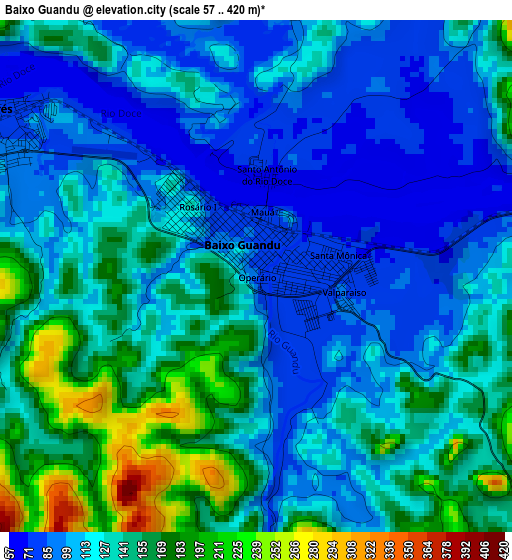 Baixo Guandu elevation map
