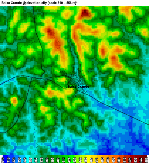 Baixa Grande elevation map