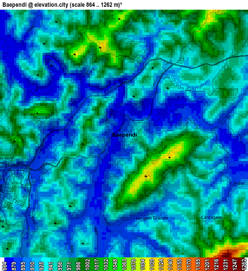 Baependi elevation map