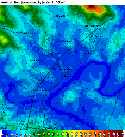 Arroio do Meio elevation map