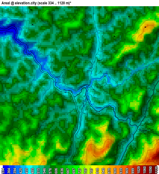 Areal elevation map