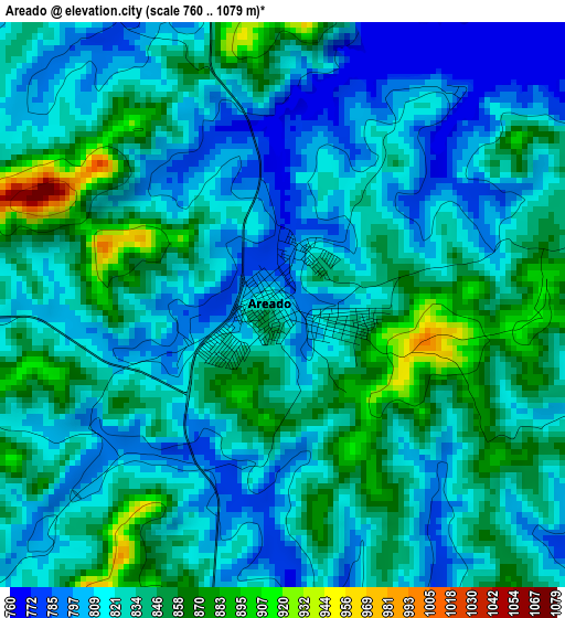 Areado elevation map