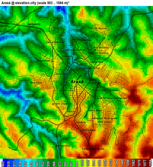 Araxá elevation map