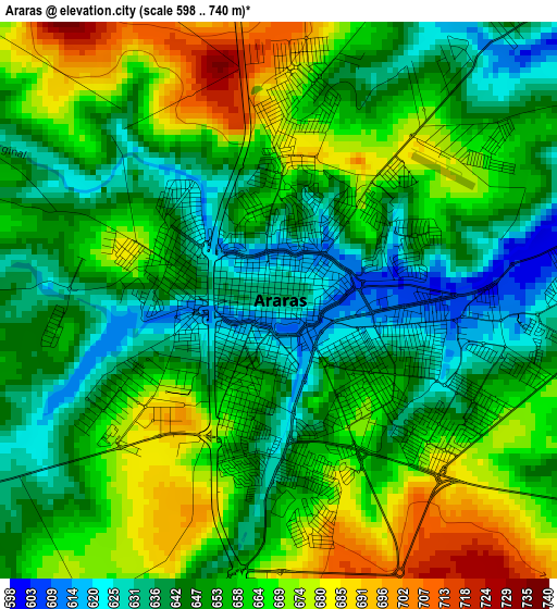 Araras elevation map