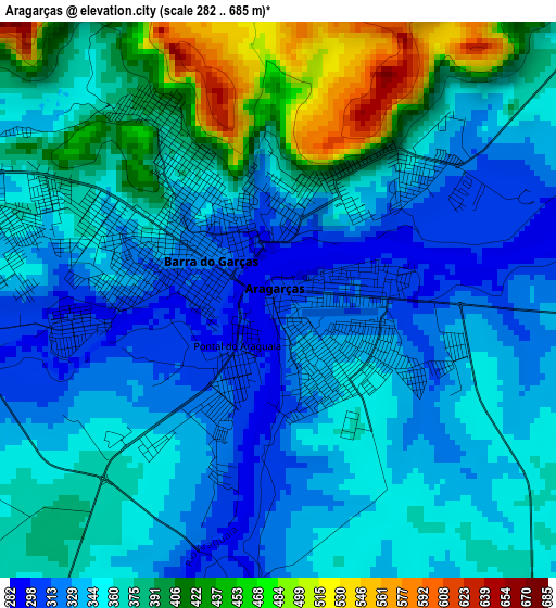 Aragarças elevation map