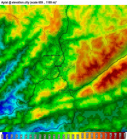 Apiaí elevation map