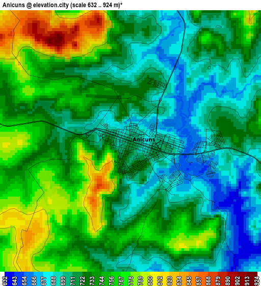 Anicuns elevation map