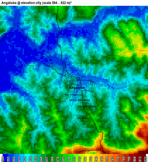 Angatuba elevation map