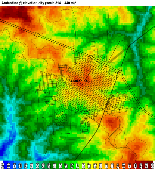 Andradina elevation map