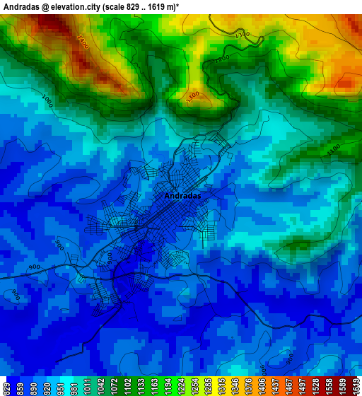 Andradas elevation map