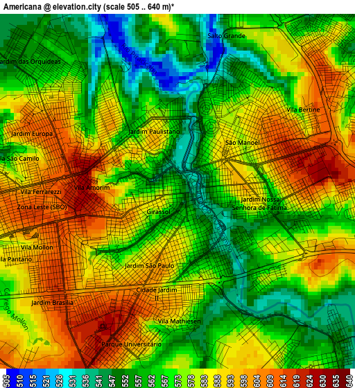 Americana elevation map