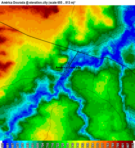 América Dourada elevation map