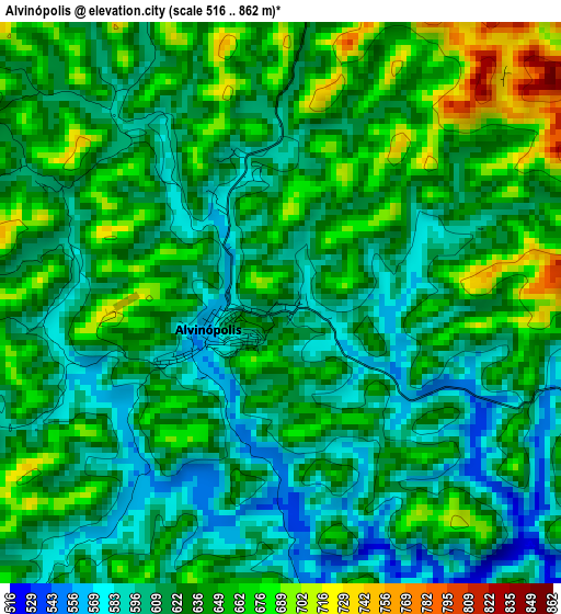 Alvinópolis elevation map