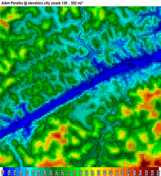 Além Paraíba elevation map