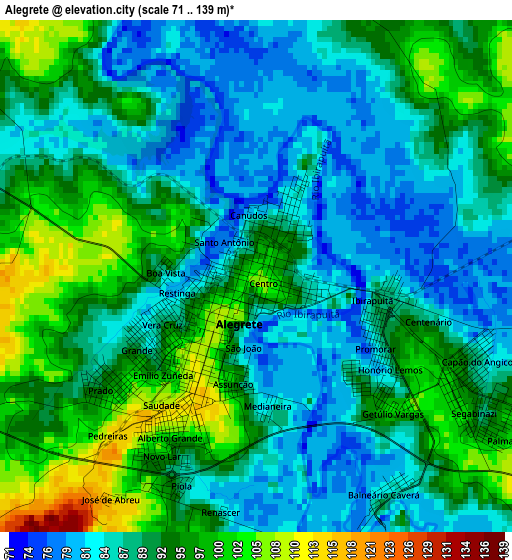 Alegrete elevation map