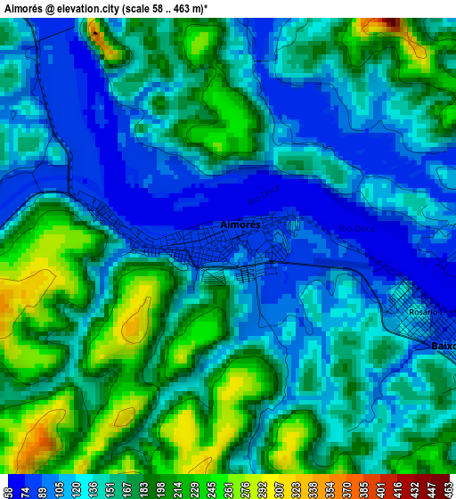 Aimorés elevation map