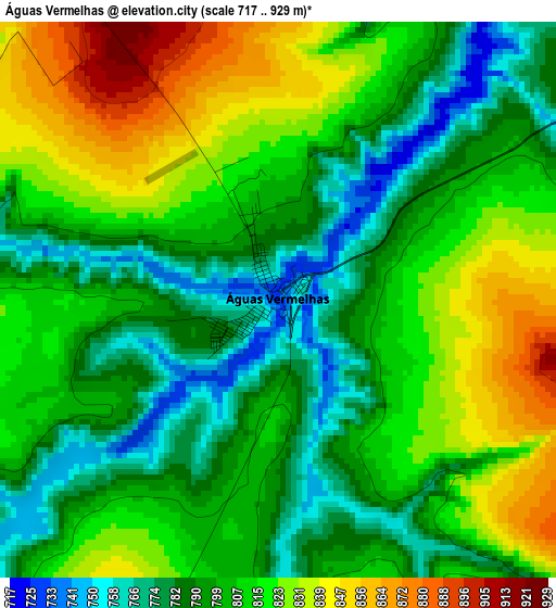 Águas Vermelhas elevation map
