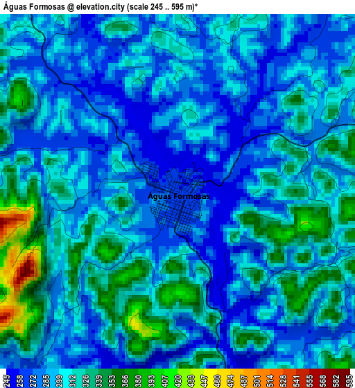 Águas Formosas elevation map