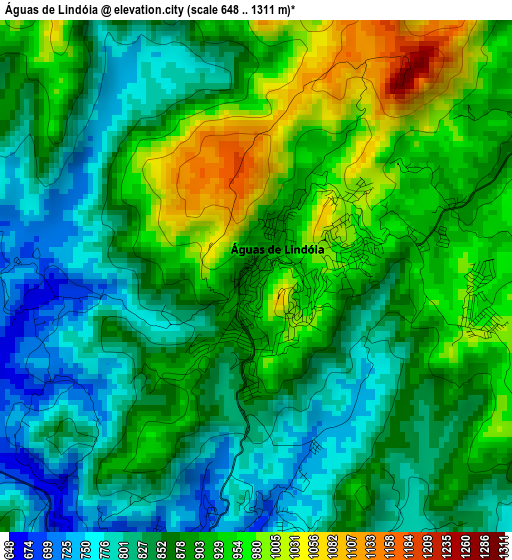 Águas de Lindóia elevation map