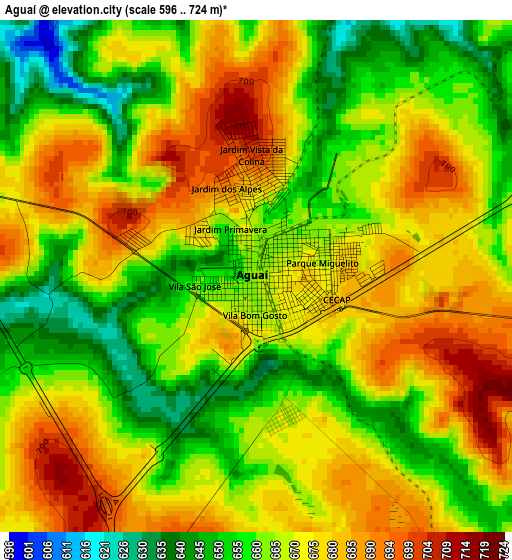 Aguaí elevation map