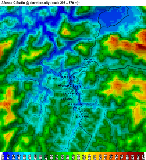 Afonso Cláudio elevation map