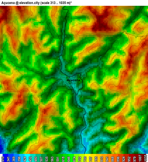 Açucena elevation map
