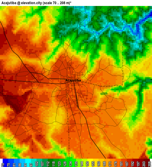 Acajutiba elevation map