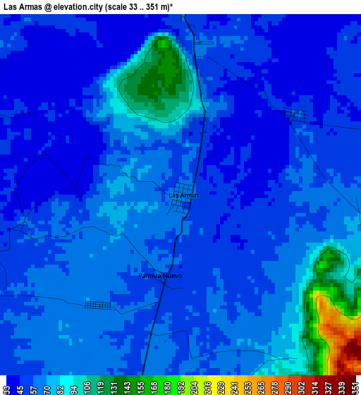 Las Armas elevation map