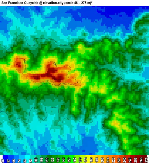 San Francisco Cuayalab elevation map