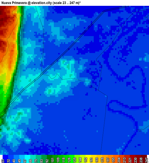 Nueva Primavera elevation map