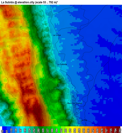 La Subida elevation map