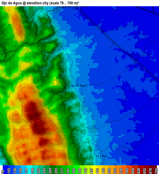 Ojo de Agua elevation map