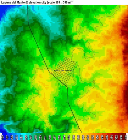 Laguna del Mante elevation map