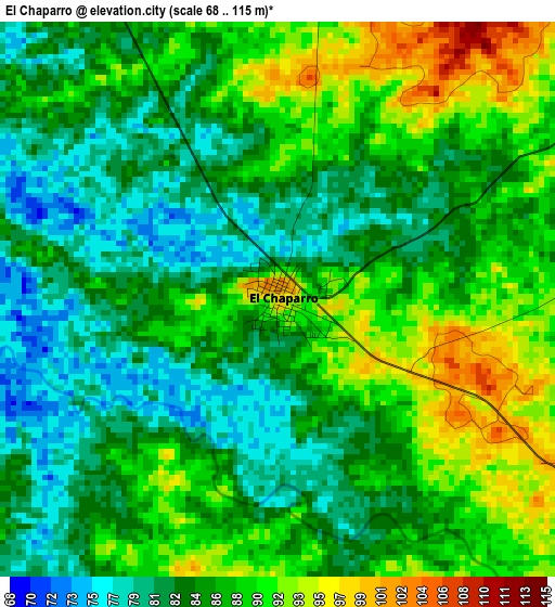 El Chaparro elevation map