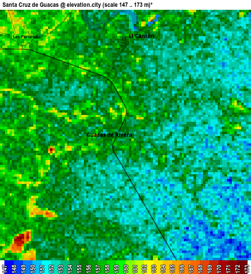 Santa Cruz de Guacas elevation map