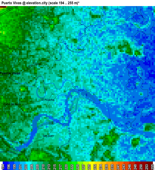 Puerto Vivas elevation map