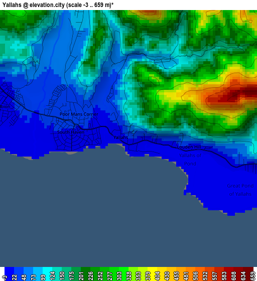 Yallahs elevation map