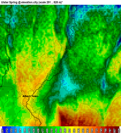Ulster Spring elevation map