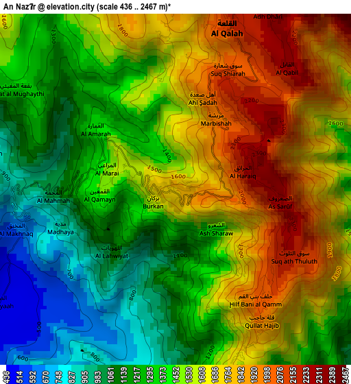 An Naz̧īr elevation map