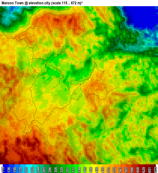 Maroon Town elevation map